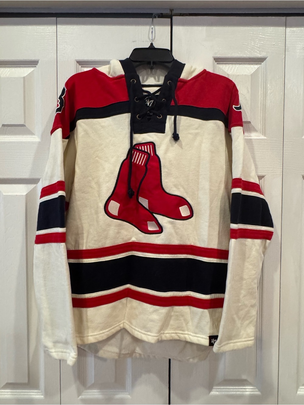 Men's Boston Red Sox '47 Cream Superior Lacer Pullover Hoodie